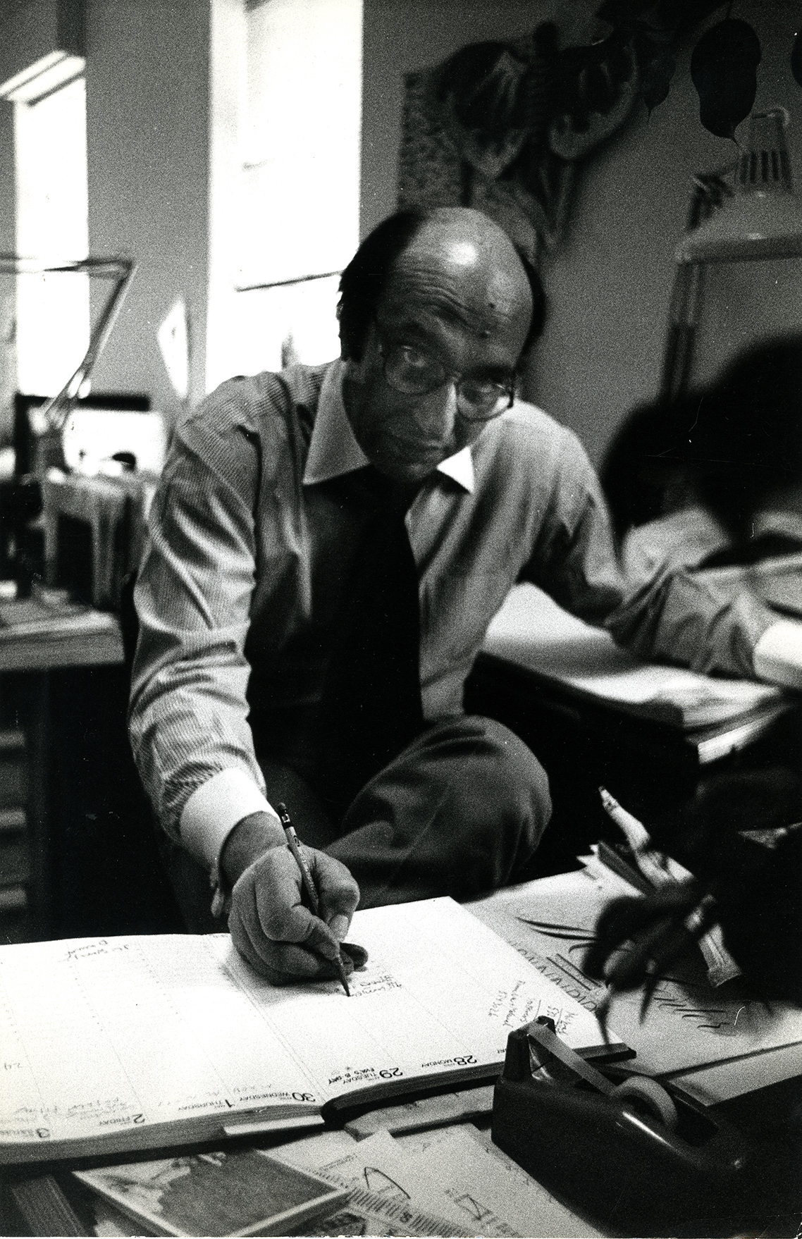Milton writing in his calendar